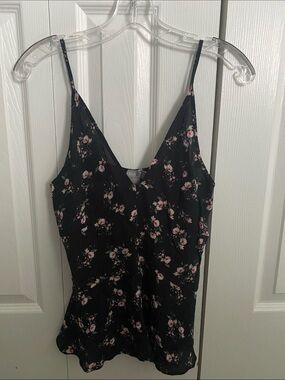 ASOS Black Floral Spaghetti Strap Tank Top